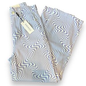 NWT•SHEKOU Denim Print Pants